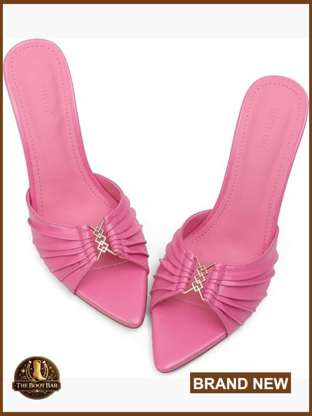 Heeled Mules Sandals Stiletto Peep Toe Slip On Faux Leather